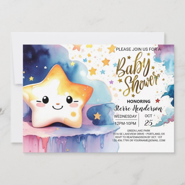 Stellar Cosmic Journey Baby Shower Inbjudningar (Framsida)