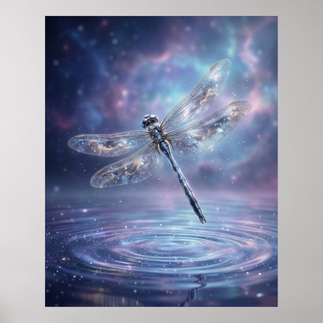 Stellar Dragonfly Kosmisk Glöd Poster (Framsidan)