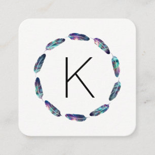 Stellar Feather Mönster med Monogram Fyrkantigt Visitkort