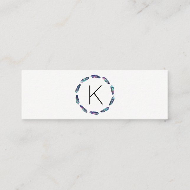 Stellar Feather Mönster med Monogram Mini Visitkort (Framsida)