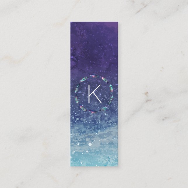 Stellar Feather Mönster med Monogram Mini Visitkort (Framsida)