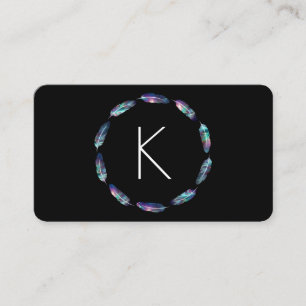 Stellar Feather Mönster med Monogram Visitkort