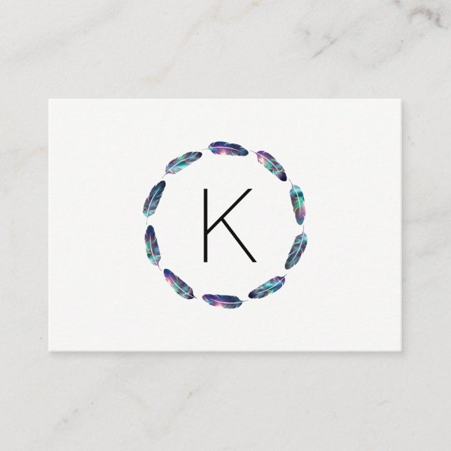 Stellar Feather Mönster med Monogram Visitkort (Framsida)