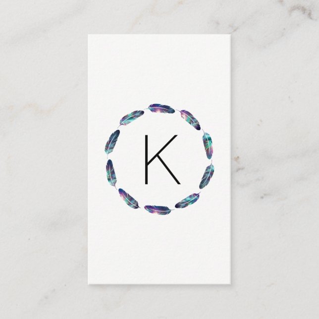 Stellar Feather Mönster med Monogram Visitkort (Framsida)