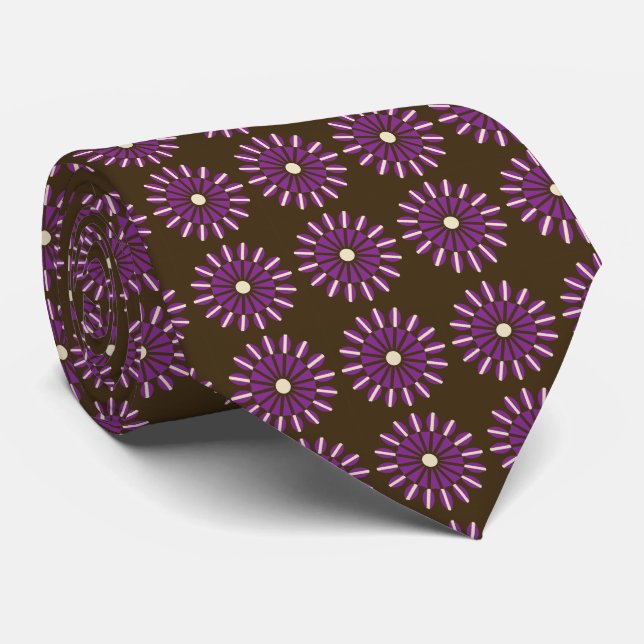Stellar Geometric Blommigt Brown & Violet Two-Side Slips (Rullad)