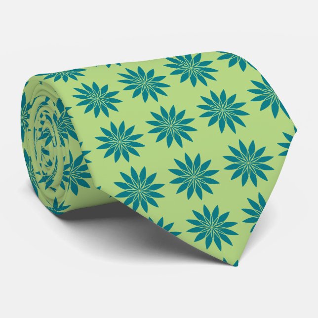 Stellar Geometric Blommigt Teal & Lime Two-Sided Slips (Rullad)