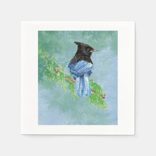 Stellar Jay Bird Farmhouse Rustic Land Art Pappersservett (Framsidan)