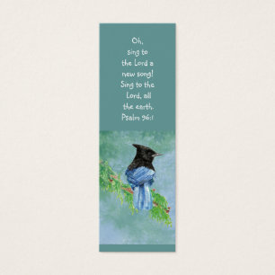 Stellar Jay Bird Scripture Bible Bookmark Litet Visitkort