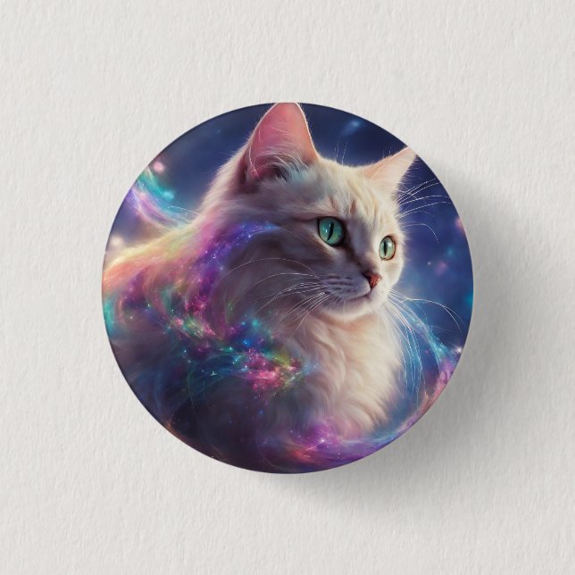 Stellar Kattunge - kosmisk kattkonst Knapp (Framsida)