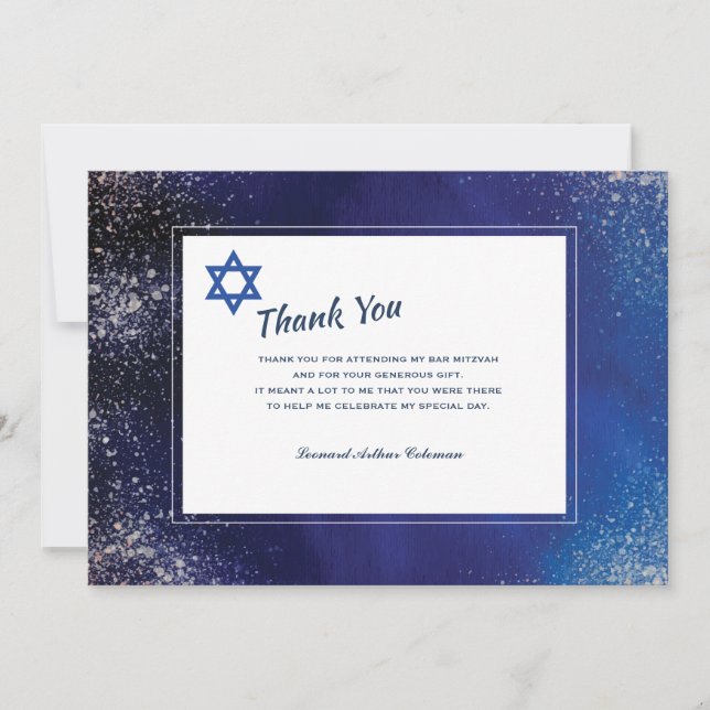 Stellar Night Bar Mitzvah Tacksamhetskort Inbjudningar (Framsida)