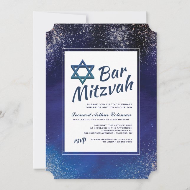 Stellar Night Pub Mitzvah-inbjudan Inbjudningar (Framsida)