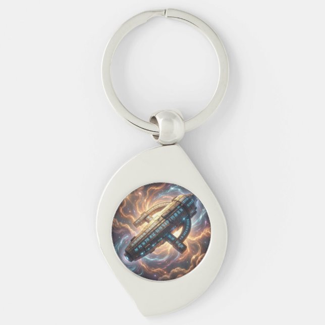 Stellar Path – Journey Through the Universe´5 Swirl Silverfärgad Nyckelring (Framsidan)