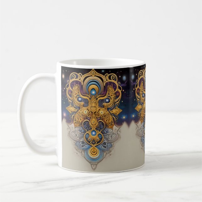 Stellar Symmetry: Cosmic Ornamentation Kaffemugg (Vänster)
