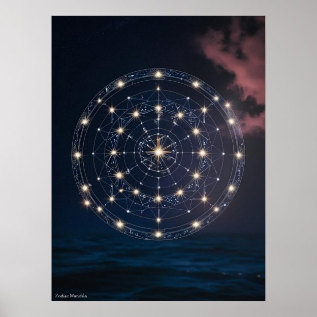 Stellar Zodiac Constellation Mandala - Starry Wall Poster (Framsidan)