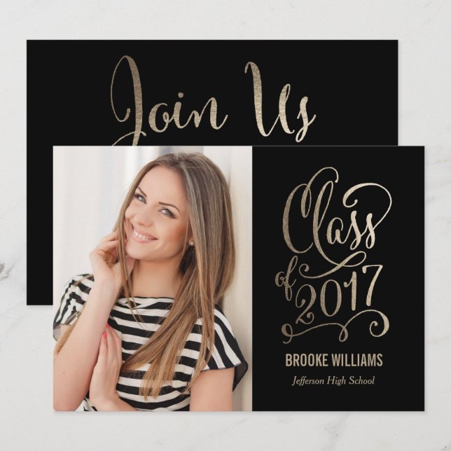 Stellärårets redigerbara Färg Studenten Inbjudningar (Fram/baksida)