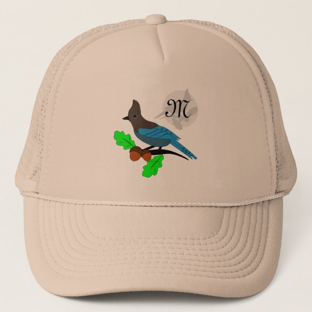 Steller Blue Jay Monogram Keps (Framsida)