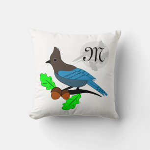 Steller Blue Jay Monogram Kudde