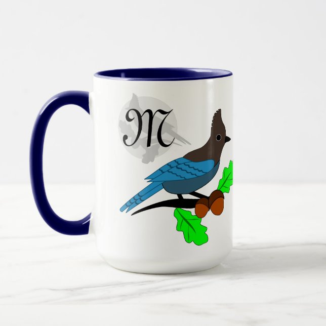 Steller Blue Jay Monogram Mugg (Vänster)