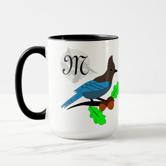 Steller Blue Jay Monogram Mugg (Vänster)