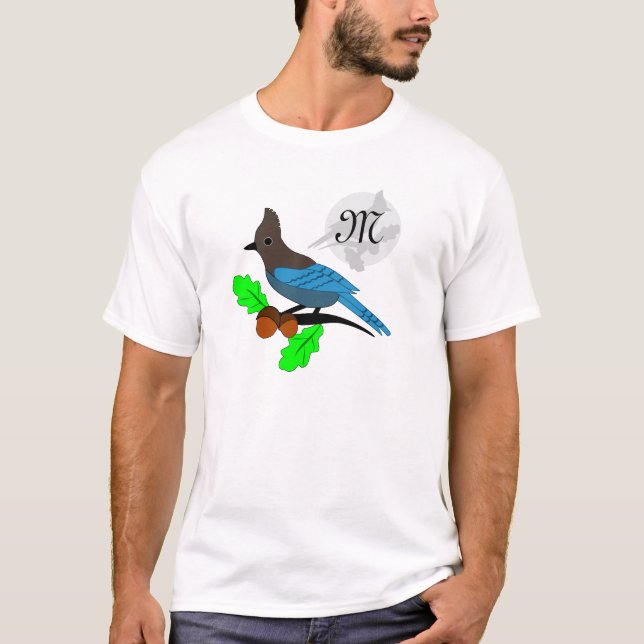 Steller Blue Jay Monogram T Shirt (Framsida)