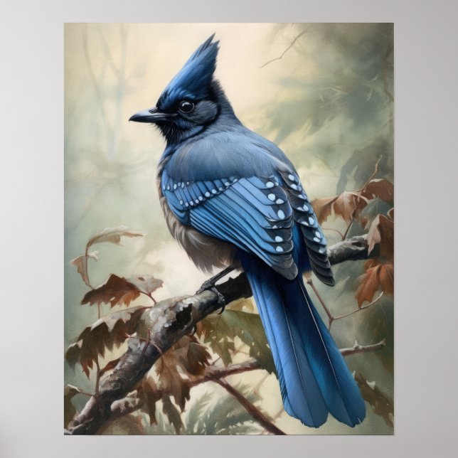 Steller's Jay Bird Art Print Poster (Framsidan)