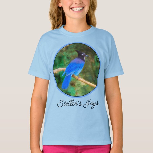 Steller's Jay-målning - Originalt T-shirt med fåge (Framsida)