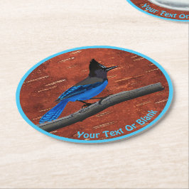 Stellers Jay On Inner Birch Bark Underlägg Papper Rund