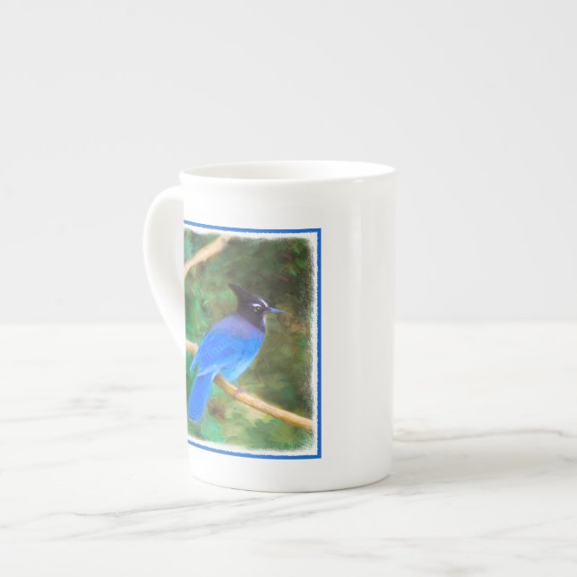 Stellers Jay Painting - Original Bird Art Benporslin Mugg (Framsida vänster)