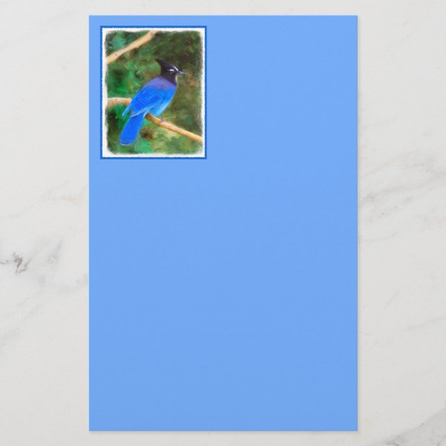 Stellers Jay Painting - Original Bird Art Brevpapper (Framsida)