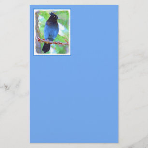 Stellers Jay Painting - Original Bird Art Brevpapper
