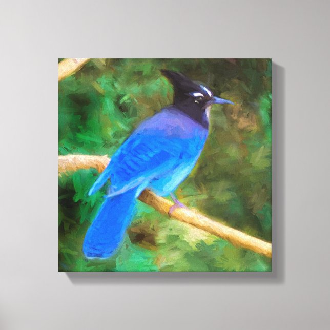 Stellers Jay Painting - Original Bird Art Canvastryck (Framsida)