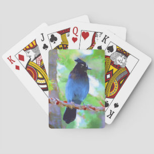 Stellers Jay Painting - Original Bird Art Casinokort