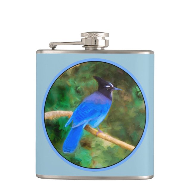Stellers Jay Painting - Original Bird Art Fickplunta (Framsidan)