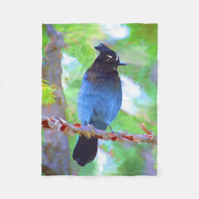 Stellers Jay Painting - Original Bird Art Fleecefilt (Framsidan)