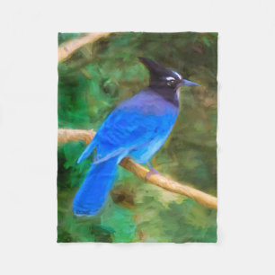 Stellers Jay Painting - Original Bird Art Fleecefilt