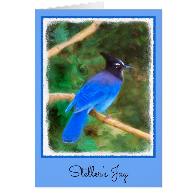 Stellers Jay Painting - Original Bird Art Hälsningskort (Framsidan)
