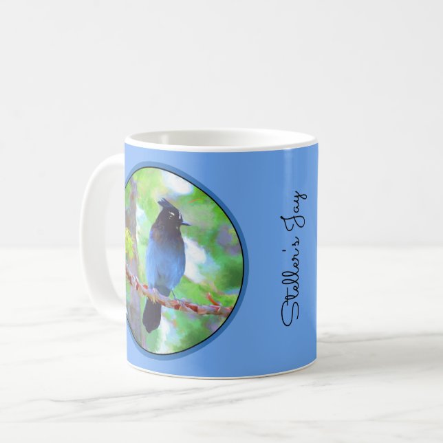 Stellers Jay Painting - Original Bird Art Kaffemugg (Framsida vänster)