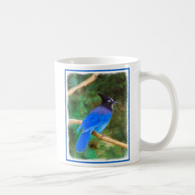 Stellers Jay Painting - Original Bird Art Kaffemugg (Höger)