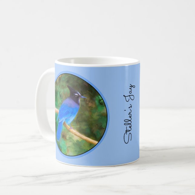 Stellers Jay Painting - Original Bird Art Kaffemugg (Framsida vänster)