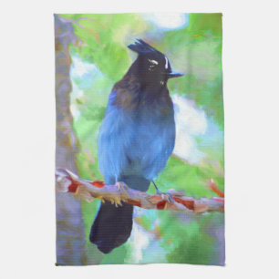 Stellers Jay Painting - Original Bird Art Kökshandduk