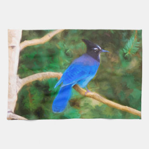 Stellers Jay Painting - Original Bird Art Kökshandduk