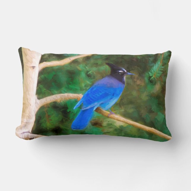 Stellers Jay Painting - Original Bird Art Lumbarkudde (Framsida)