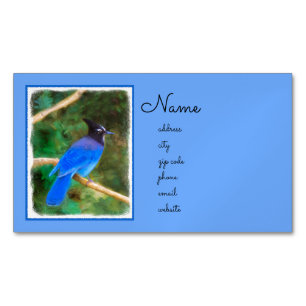 Stellers Jay Painting - Original Bird Art Magnetiska Visitkort