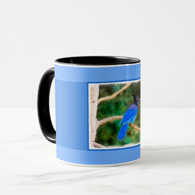 Stellers Jay Painting - Original Bird Art Mugg (Framsida vänster)