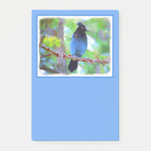 Stellers Jay Painting - Original Bird Art Post-it Block