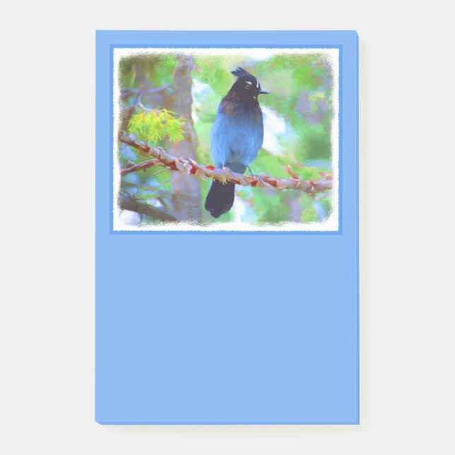 Stellers Jay Painting - Original Bird Art Post-it Block (Framsida)