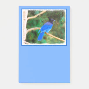 Stellers Jay Painting - Original Bird Art Post-it Block