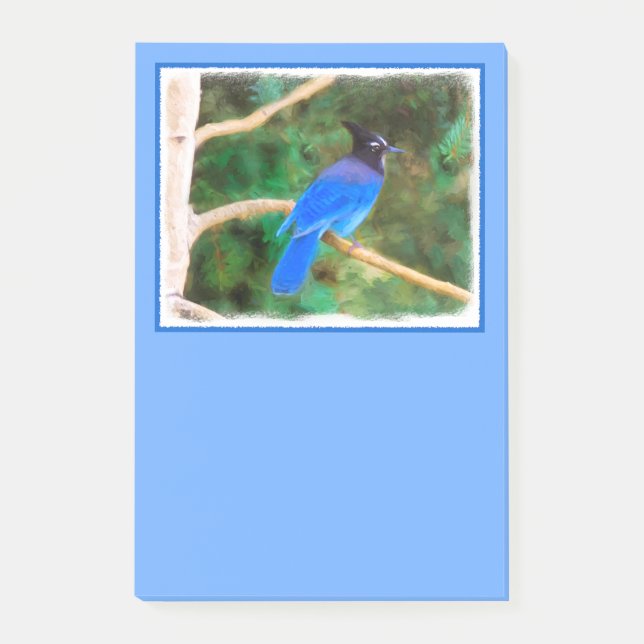 Stellers Jay Painting - Original Bird Art Post-it Block (Framsida)