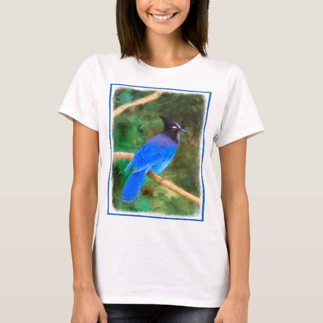 Stellers Jay Painting - Original Bird Art Tee Shirt (Framsida)