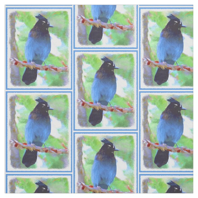 Stellers Jay Painting - Original Bird Art Tyg (Provkarta)